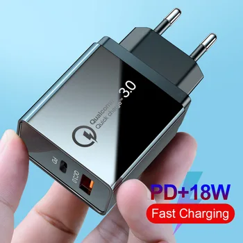 PD 18W USB C Tipa mobilo telefonu ātri Lādētāja Kontaktdakšu QC3.0 iPhone11 Android Ipad Xiaomi Samsung klēpjdatoru Ātrās Uzlādes Spraudnis