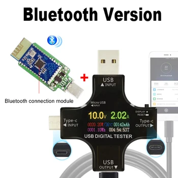 PD USB Krāsu testeris 12 1 DC Ciparu voltmetrs strāva Tipa C metru amp ammeter detektoru power bank lādētāja indikators