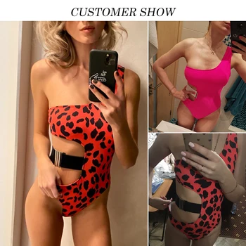Peachtan viengabala peldkostīms, Leoparda sieviešu 2020. gadam monokini Dobi ārā peldkostīmi sieviešu Sexy brazīlijas bikini viena pleca, bodysuit