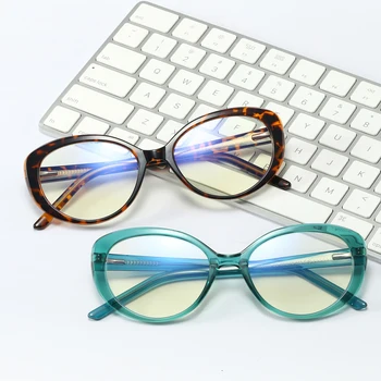 Peekaboo ovālas formas optisko briļļu sieviešu anti zilā gaisma acetāts tr90 kaķu acs brillēm, sieviešu pārredzamu pavasara modes