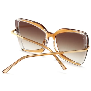 Peekaboo tauriņš saulesbrilles sieviešu retro brūns zaļš 2021. gada vasarā dāmas lielas saules brilles cat eye uv400 pludmales stils