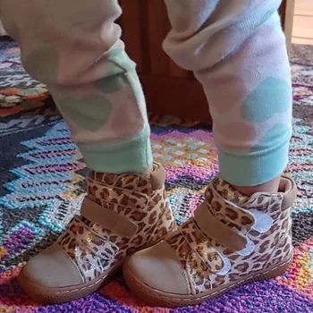 PEKNY BOSA bērnu zābaki basām kājām, kurpes bērniem, leopards, zābaki, ādas apavi meitenēm zēniem modes čības izmērs 25-35 liels mazulis
