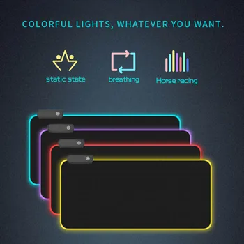 Peles paliktnis RGB Lielu Spēļu Pele Spilventiņu Spēlētājs, Datoru Peles, Tastatūras LED Galda Paklājiņš, neslīdoša Mirdzošu LED Pagarināts RGB peles paliktnis