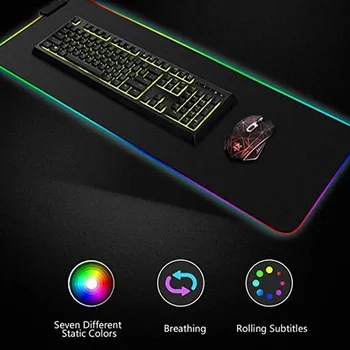 Peles paliktnis RGB Lielu Spēļu Pele Spilventiņu Spēlētājs, Datoru Peles, Tastatūras LED Galda Paklājiņš, neslīdoša Mirdzošu LED Pagarināts RGB peles paliktnis
