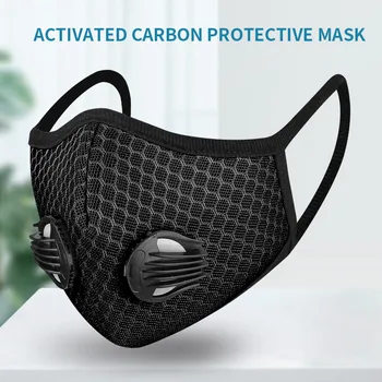 Pelēka melna salona maska ar vārstu, sejas maska un smoga 3D darbojas elpojošs acs siltā maska izjādes āra maska pm2.5