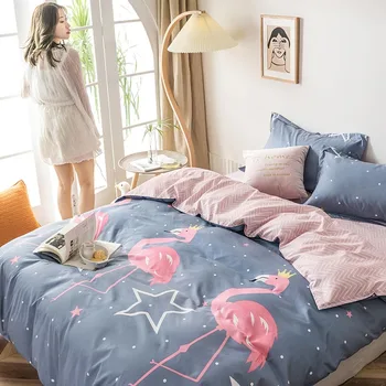 Pelēko svītru gultas komplekts Poliestera gultas veļas 2020 