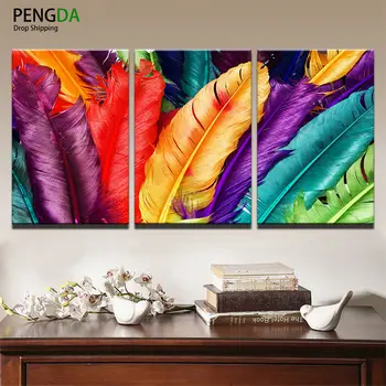 PENGDA Rāmji 3 Panelis Krāsains Spalvu Krāsošana Abstract Art Sienas Attēlu, viesistaba, Mājas Apdare, Audekls Izdrukas