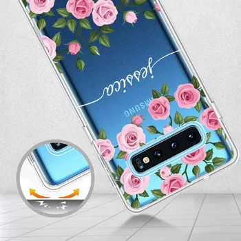 Personalizētu Pasūtījuma Sākotnējo Nosaukumu Ziedu Telefonu Gadījumā Samsung Galaxy Note 8 9 10 A7 A8 S8 S9 S10 S20 Plus Soft Aizsardzības Gadījumā