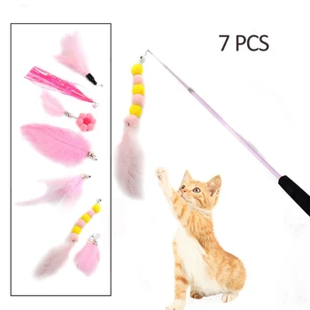 Pet Cat Teaser Rotaļlietas Gudrs Spalvu Plastmasas Nūjiņa, Interaktīvas Apmācības Bagāžnieka Stick Zizli Interaktīvais Kaķis Pet Rotaļlietas 2020