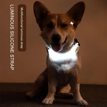 Pet Gaismas Apkakles Siksna LED Daudzfunkcionāls Suns, Kaķis Dekoratīvs Silikona Materiāla Vides Aizsardzības Izturīga Pet Piegādēm