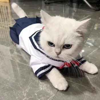 Pet JK Vienotu Cat Cosplay Kostīmi Jūrnieks Vienotos par Suņu Apģērbu Cute Kaķi Blūze, Svārki Plānas auduma Apģērbs