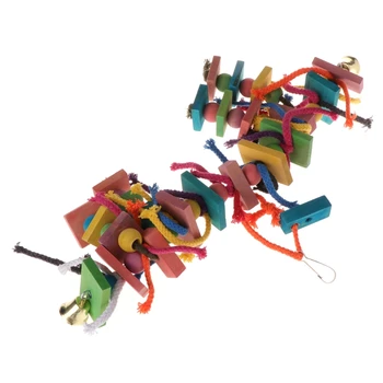 Pet Papagailis Rotaļlieta, Bite Virzieni Krāsains Lielās Virves Ala Kāpnes Košļāt Rotaļlietas, Koka Putnu Parakeet Karājas Putnu Būris Rotaļlietas