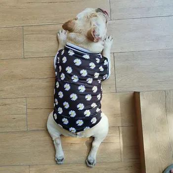 Pet suņu apģērbu vasaras plāna sadaļu, elpojošs džemperis daisy jersey acs veste franču buldogs Corgi Schnauzer mazo suņu apģērbu