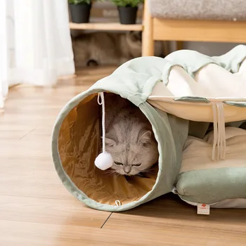Pet Tuneļa Gulta Mājas Kaķis Guļ Gultā Ar Bumbu Kaķis Smieklīgi Garš Tunelis Spēlēt Rotaļu Mājas Kaķis Silts Nams