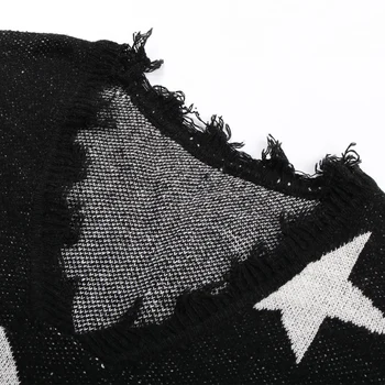 PGSD Rudens Ziemas Sieviešu Trikotāžas Džemperis Melnā Zaudēt Gadījuma garām Piedurknēm Pušķis Pulovers Zvaigznes V-veida Kakla Silts Mīksts Sieviešu Drēbes