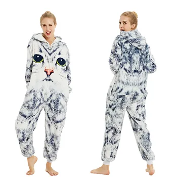 Pieaugušajiem Unicorn Oneise Sieviešu Flaneļa Sleepwear Kigurumi Fox Dūriens Dzīvnieku Pidžamu Ziemas Kapuci Pidžamas Kugurumi Nightie Jumpsuit