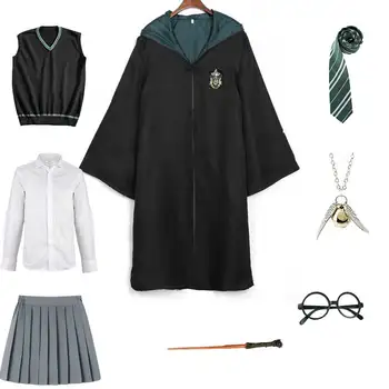 Pieaugušo Bērnu Poters Kostīmu Hermione Drēbes Burvju Skolā Vienotu Ravenclaw Slytherin Drēbes Apmetnis Halloween Kostīms