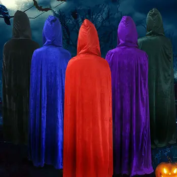 Pieaugušo Halloween Samta Apmetnis Cape Kapuci Viduslaiku Raganu Kostīmu Wicca Vampīru Vīrieši Sievietes Biedējošu Kostīmi