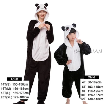 Pieaugušo Panda Licorne Unicorn Pidžamas Sieviešu Vīriešu Unisex Flaneļa Oneise Jumpsuits (Dungriņi) Pijamas Dzīvnieku Karikatūra Sleepwear