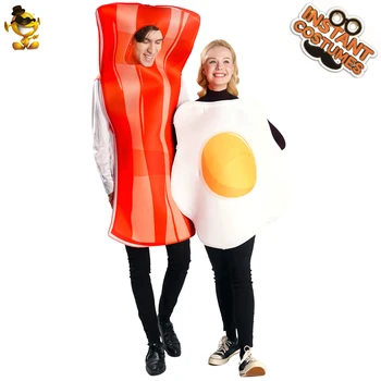 Pieaugušo Pāriem, Bekonu un Olu Kostīms Komplekts Saģērbt Halloween Puse Cosplay Kostīmi Vīriešu Sieviešu