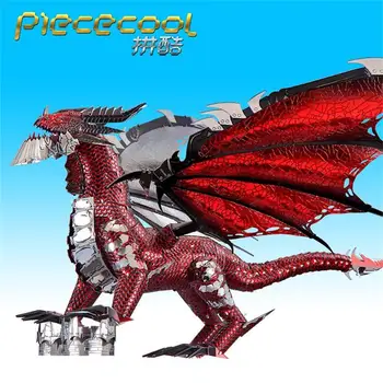 Piececool Black Dragon 3D Metāla Puzzle Modelis DIY lāzergriešanas Apkopot Jigsaw Rotaļlietas Darbvirsmas rotājumi, rotaļlietas, DĀVANAS bērniem,