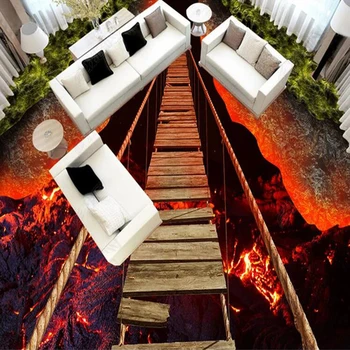 Pielāgotu Jebkura Izmēra Sienas Tapetes 3D Radošo Aizraujošs Virvju Tiltu Vulkāniskās Lavas Grīdas Uzlīmes, Virtuve, Dzīvojamā Istaba PVC Tapetes