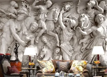 Pielāgotus foto tapetes, 3D Eiropas Romiešu statujas, mākslas tapetes restorāns retro dīvāns fons, 3d tapetes mūra sienas gleznojums
