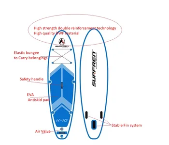 Piepūšamās Sērfot Piecelties SUP airi valdes iSUP SurfingPaddle valdes SURFREN Visu RoundK-10 veikbords kayakboat size305*81*15cm