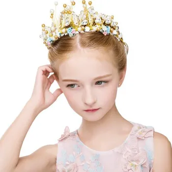 Piliens Kuģa Zīdaiņu Meitenēm Bērnu Princese Kāzu Vainags Ziedu Gredzeni Dzimšanas dienas Performance Cepures+Auskari Kleita Piederumi