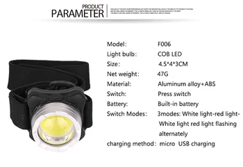 Piliens Kuģniecības Spēcīgs LED Lukturis USB Uzlādējams Lukturis Mini Portatīvo Galvas Lukturītis Iebūvēts Akumulators, Sarkans / Balts Galvas Gaismas