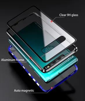 Pilna Aizsardzības Magnētisko Case For Samsung Galaxy S10 Plus Gadījumā double-sided Caurspīdīgs Rūdīts Stikls Case for Samsung S10E S10