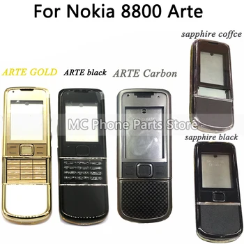 Pilna Korpuss Nokia 8800 Arte Carbon 8800 ARTE Sapphire Atpakaļ Akumulatora Vāciņu Vidū Rāmja Plāksnes Ar Tastatūras Poga