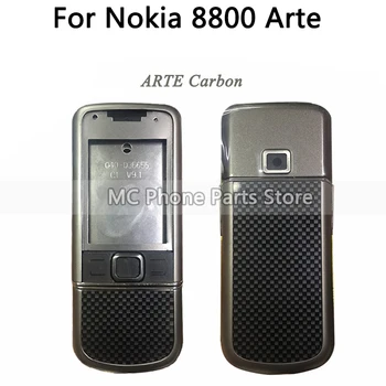 Pilna Korpuss Nokia 8800 Arte Carbon 8800 ARTE Sapphire Atpakaļ Akumulatora Vāciņu Vidū Rāmja Plāksnes Ar Tastatūras Poga