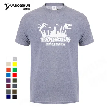 Pilsētas Siluets Parkour T Krekls Zēniem Darbojas Bezmaksas Lekt Pilsētas Stils Tshirt Atrast Savu Ceļu Vēstuli Izdrukāt Vīriešu T-krekls t-veida