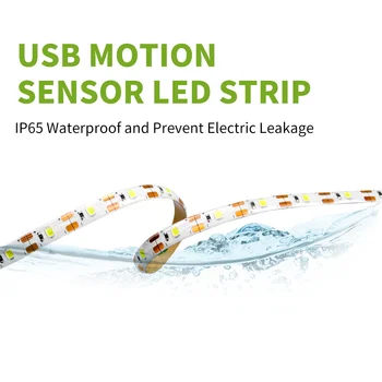 PIR Kustības Sensoru, Auto on/off Nakts Gaisma USB LED Strip Gaismas Ūdensizturīgs Skapis Kāpnes, Virtuves, Kabineta Elastīgs Led Lukturis Lentes