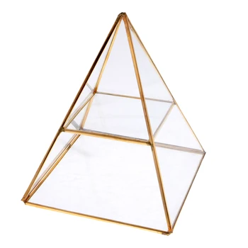 Piramīdas Formas Stikla Rotaslietas Lodziņā Parādīt Rotaslietas, Zelta Krāsas Organizators