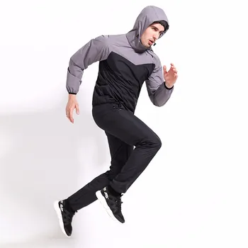 Pirts Tērps Vīriešiem Svara Zudums Sporta Treniņu Sviedri Tērpi Techwear Darbojas Komplekti Sadedzināt Taukus Slimming Body Shaper garām Piedurknēm hoodies bikses