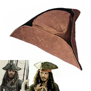 Pirātu capBrown Karību jūras Pirātu Kapteinis Jack Sparrow Tricorn Cepuri Pieaugušo Cosplay Party cepurītes