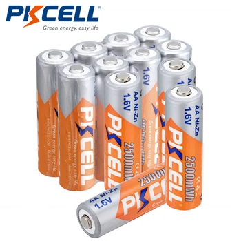 PKCELL 12pcs/daudz AA Uzlādējamas baterijas NIZN AA 2500mWh NI-Zn 1.6 V AA Baterijas Kamerām Rotaļlietas