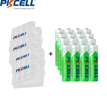 PKCELL 16pcs aaa 1000mah uzlādējamās baterijas 1,2 v nimh zema sevis izlādes akumulatoru un 4gab akumulatora kaste AA AAA baterijas
