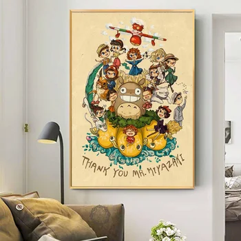Plakāti un Izdrukas Studio Ghibli Cieņu Totoro Animācija Plakātu Audekla Apgleznošana Sienu Mākslas Aina Istaba Bērniem Mājās Dekoratīvie
