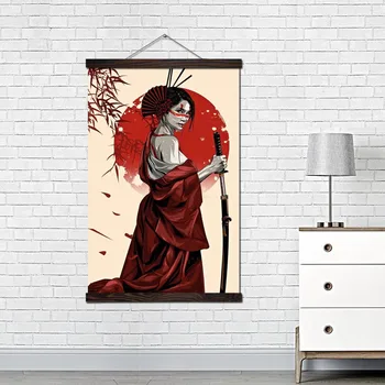 Plakātu un Izdrukas Ritiniet Krāsošana Audekls Mākslas Izdrukas Sienas Art Pictures Dzīvojamā Istabā, Guļamistabā, Mājas Apdare Ruby Geišas Karavīrs