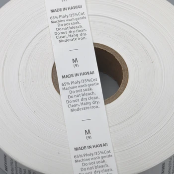 Platums 25mm Pasūtījuma izgatavotu dizaina apģērbu mazgāšanas aprūpes tagus NEILONA TAFTA materiāla izmēru atzīmes mazgājams etiķetes whitetape melno dizainu