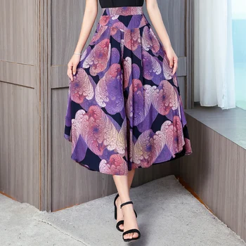 Plaša Kāju Bikses Sieviešu Vasaras 2019 Gadījuma Drukāt Streetwear Augsta Vidukļa Biksēm Gadījuma Ziedu Pludmales Bikses