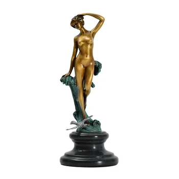 Pliks Jaunu Sievieti Viļņiem Statuja Skulptūru Bronzas Mūsdienu Kailu Sieviešu Statuetes Mākslas Mājas Dekoru, Rotājumu