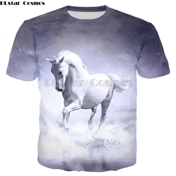 PLstar Cosmos 2018. gada vasaras Jaunā Modes Vīriešu/Sieviešu t-krekls dzīvnieku Vilks / Suns / Ziloņu / Zirgu 3d Druka O-veida Kakla Gadījuma T krekli