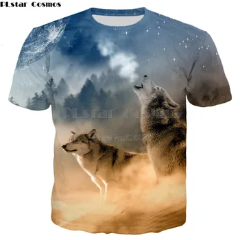 PLstar Cosmos 2018. gada vasaras Jaunā Modes Vīriešu/Sieviešu t-krekls dzīvnieku Vilks / Suns / Ziloņu / Zirgu 3d Druka O-veida Kakla Gadījuma T krekli