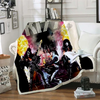 Plstar Cosmos Grupa KISS Rock & Roll All Nite Puse Segu 3D drukas Sherpa Segu uz Gultas, Mājas Tekstila Pasakaina stils-8