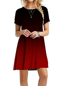 Plus Izmērs S-5XL Slīpums Drukāt Sievietes Kleitu Sundress Jaunu 2020. Gadam Īsām Piedurknēm Varavīksnes kaklasaišu Krāsošanas Zaudēt Gadījuma Puse Mini Kleita Vestidos