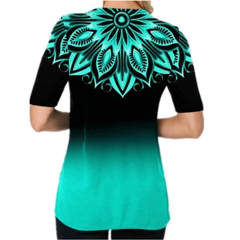 Plus Lieluma 3D Druka, T krekli, Sieviešu Pusi Piedurknēm Gadījuma Apaļu Kakla Streetwear Sieviešu Bohēmijas Drukāt Ombre T krekls Femme S-5XL